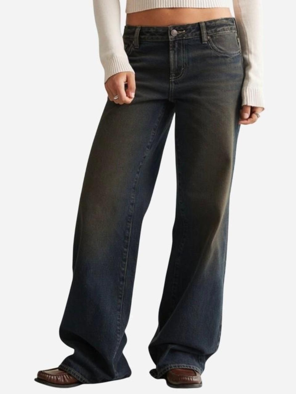 Pacsun Casey Low Rise Baggy Contrast Stitch Dark Blue.